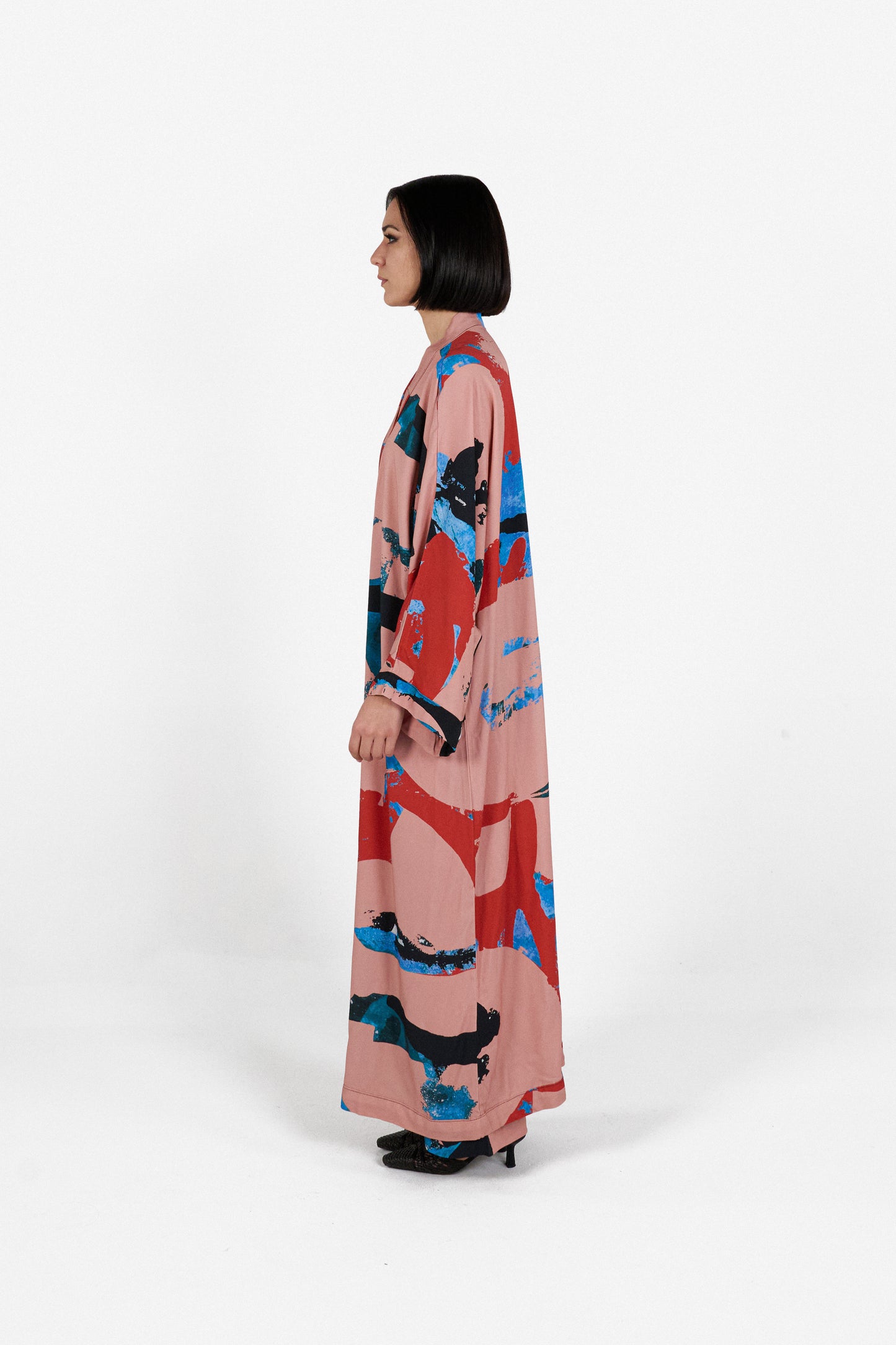 solace long kimono pink & red