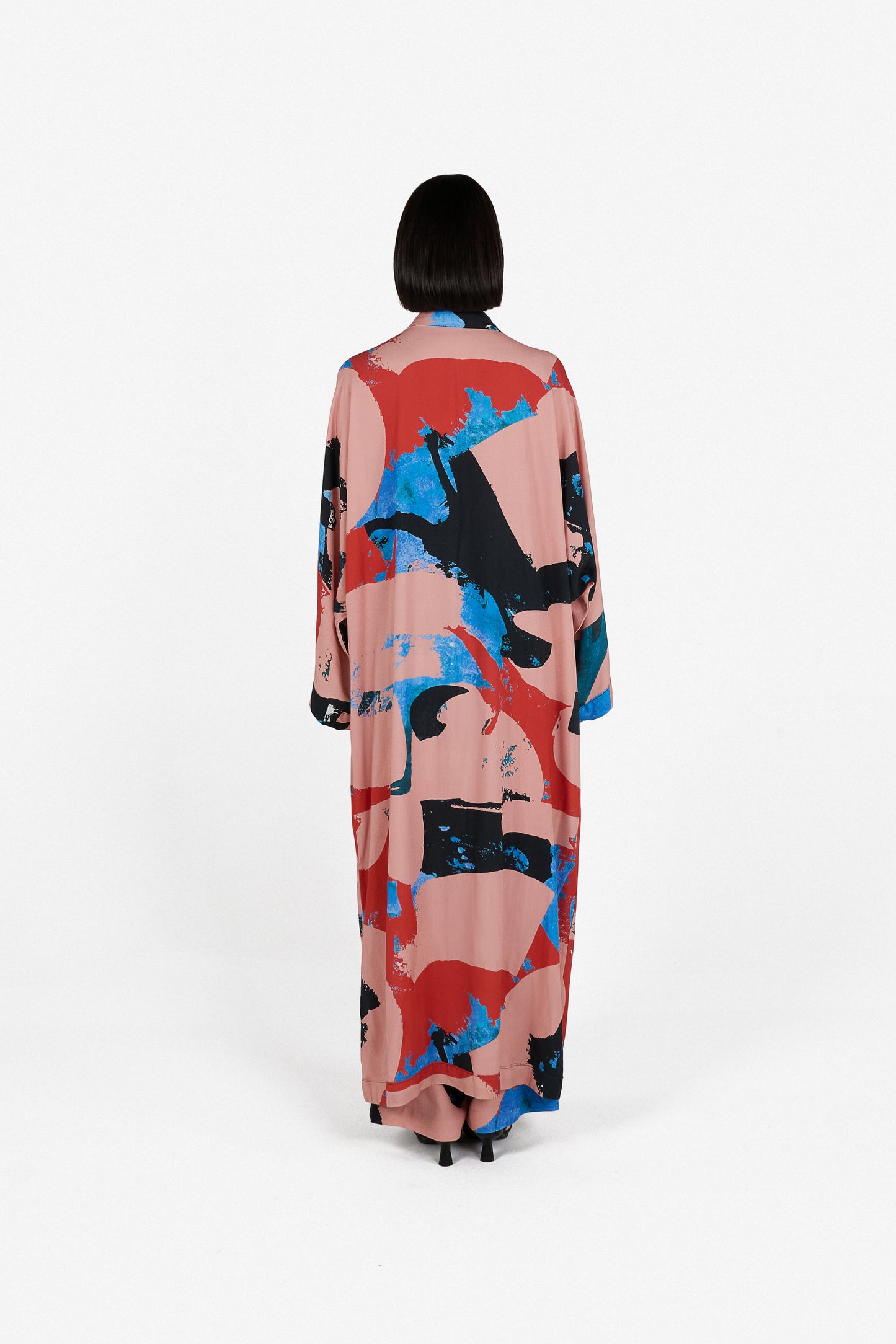solace long kimono pink & red